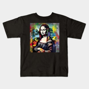 Graffiti Mona Lisa: A Colorful Twist on a Classic Portrait Kids T-Shirt